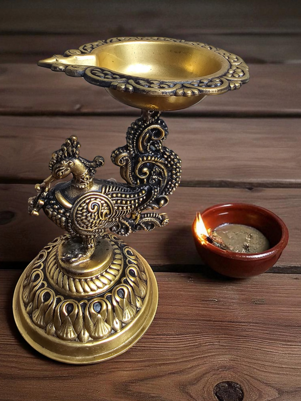 Peacock Mounted Diya